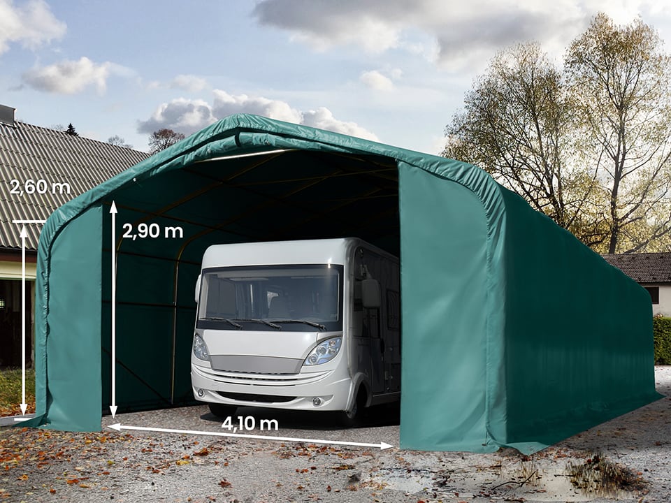 6x12m Zeltgarage, PRIMEtex-Plane, dunkelgrün, mit Statik (Erduntergrund) - (99436) Image