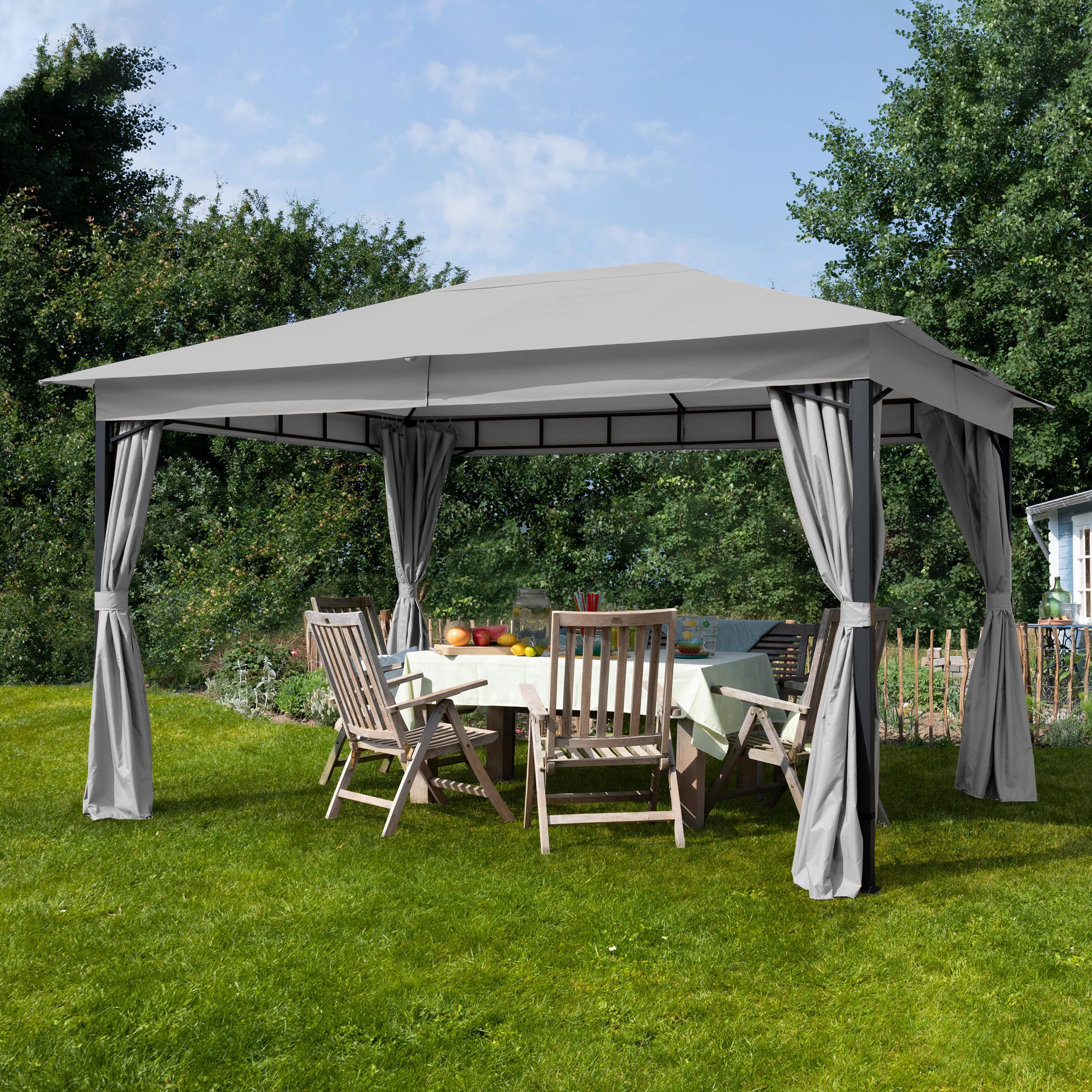 3x4 m Softtop Gartenpavillon, inkl. 4 Seitenteile, stone - (300042) Image