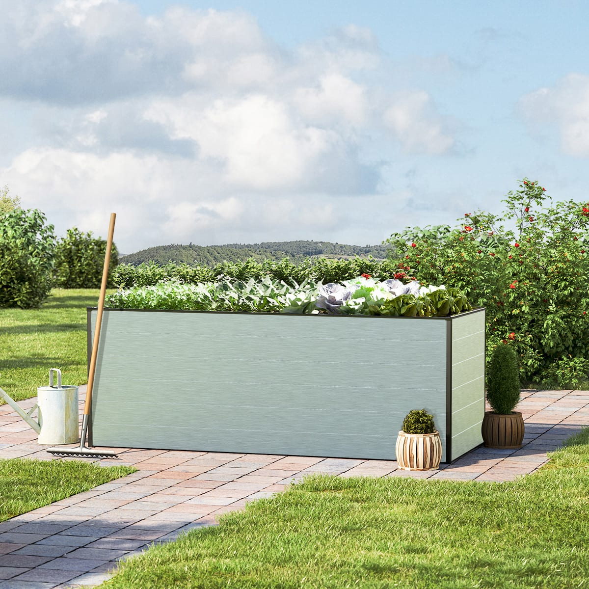 195 x 77 x 77 cm Hochbeet, Aluminium eloxiert - (GFPV00338) Image