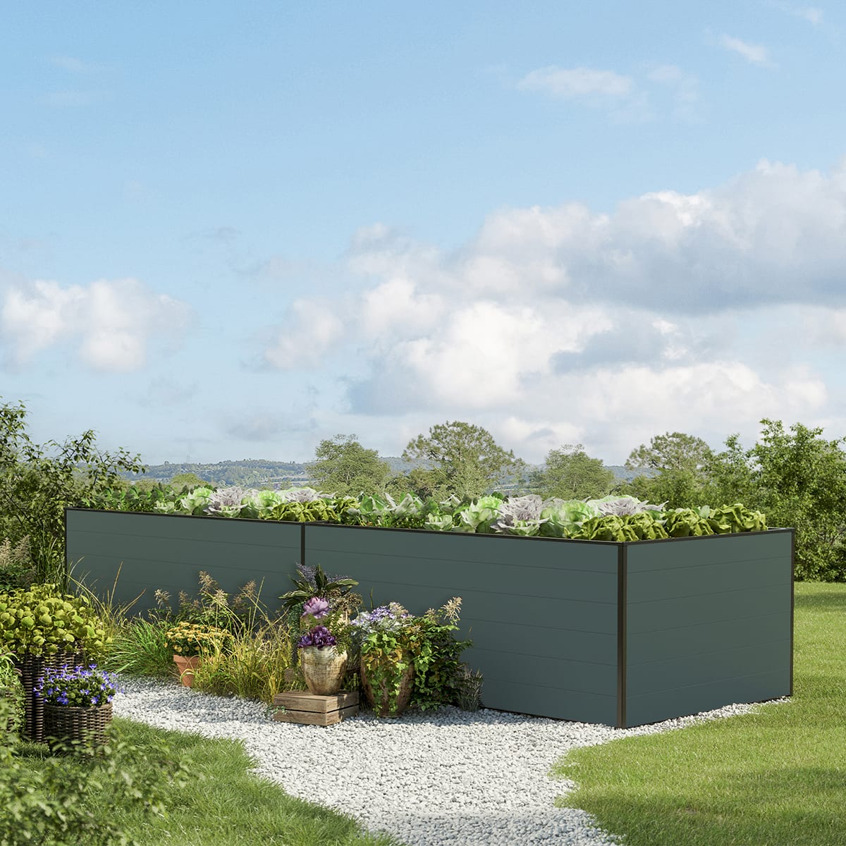 387 x 77 x 77 cm Hochbeet, Anthrazit - (GFPV00401)