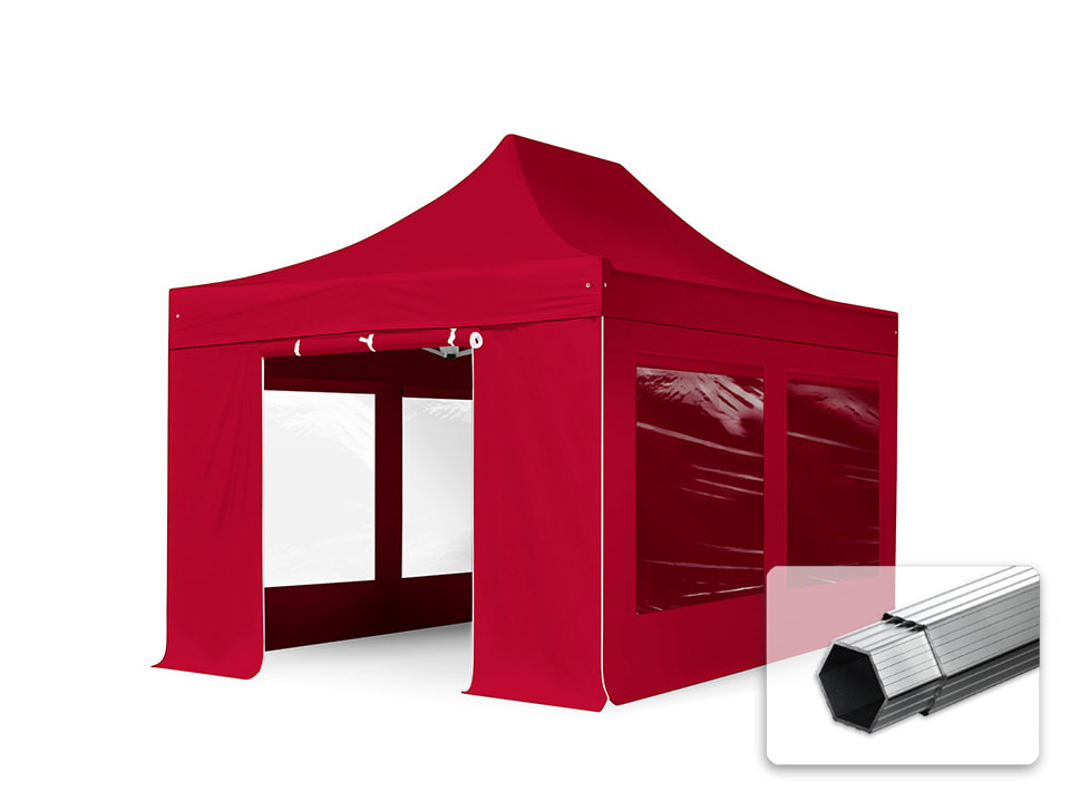 3x4,5m Aluminium Faltpavillon, inkl. 4 Seitenteile, rot - (600206) Image