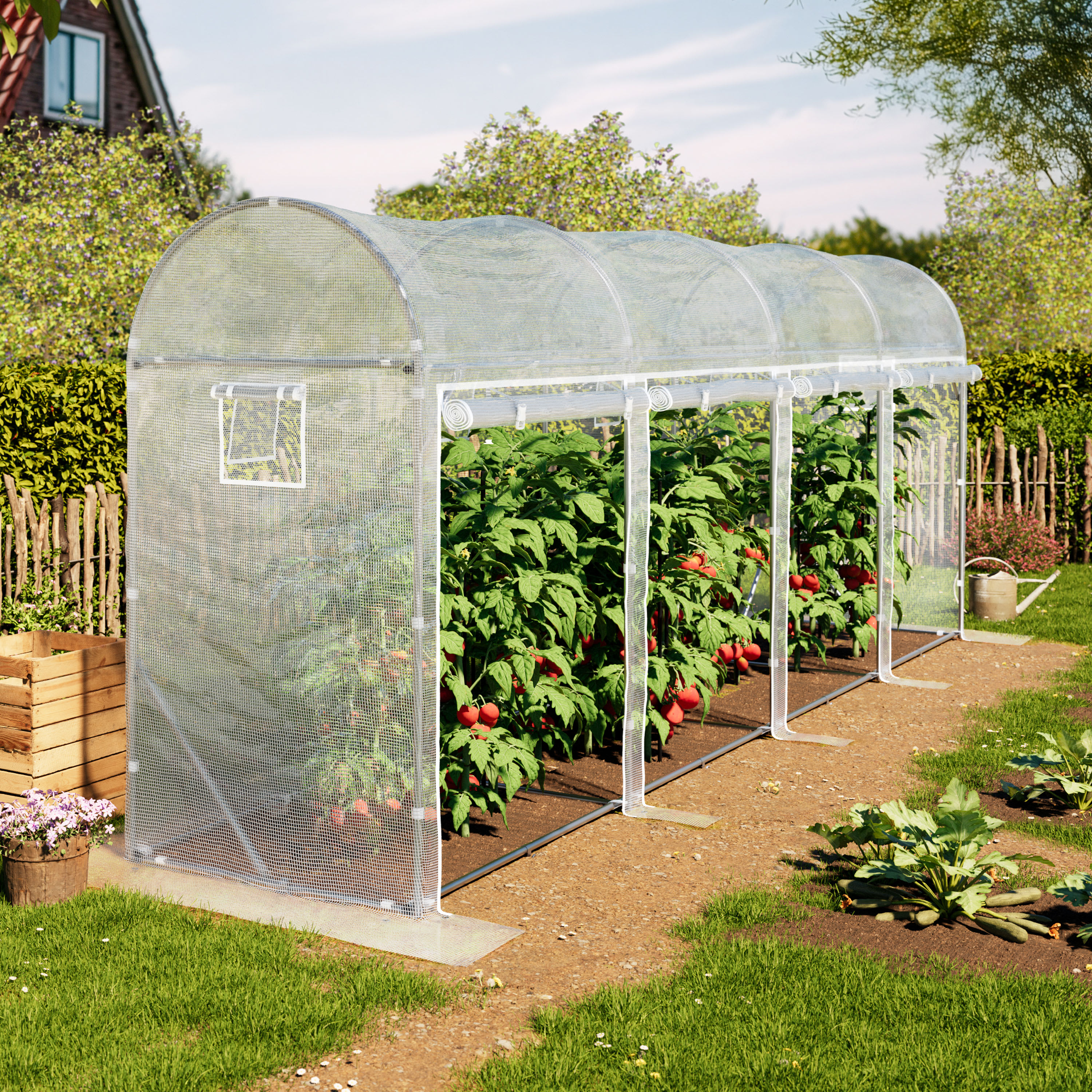 1x6m Tomaten-Foliengewächshaus, PE-Plane, weiß - (9044) Image