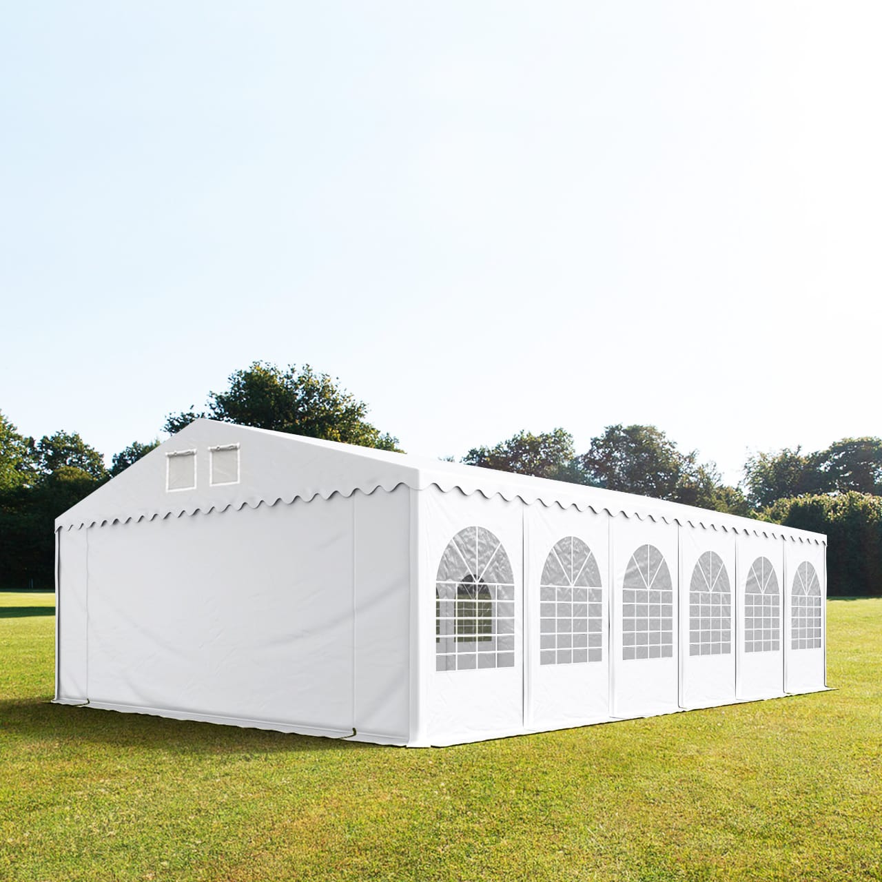 8x12m Partyzelt, PVC-Plane, weiß, mit Bodenrahmen - (5206) Image