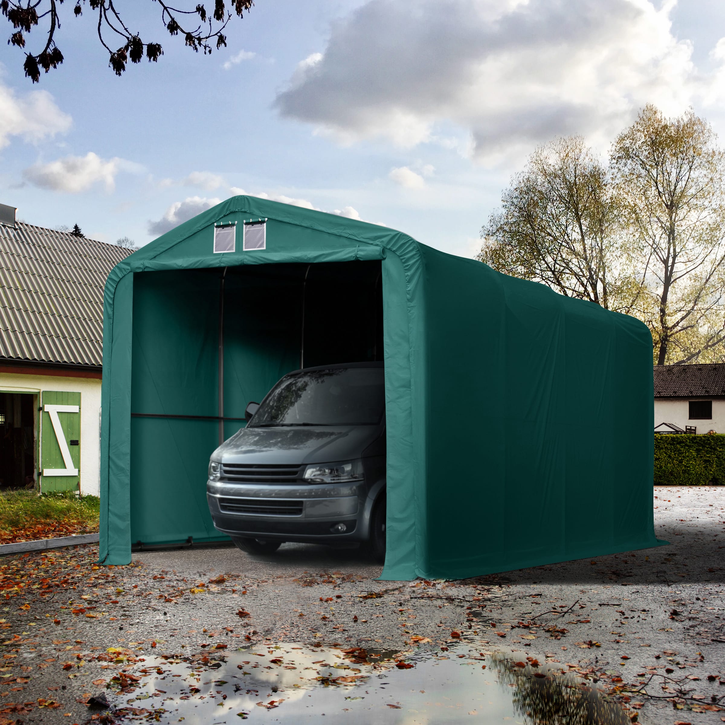 4x8m Zeltgarage, PVC-Plane, dunkelgrün, ohne Statik - (99516) Image