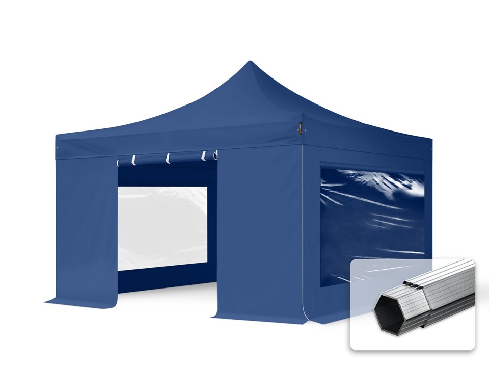 4x4m Aluminium Faltpavillon, inkl. 4 Seitenteile, blau - (600185) Image