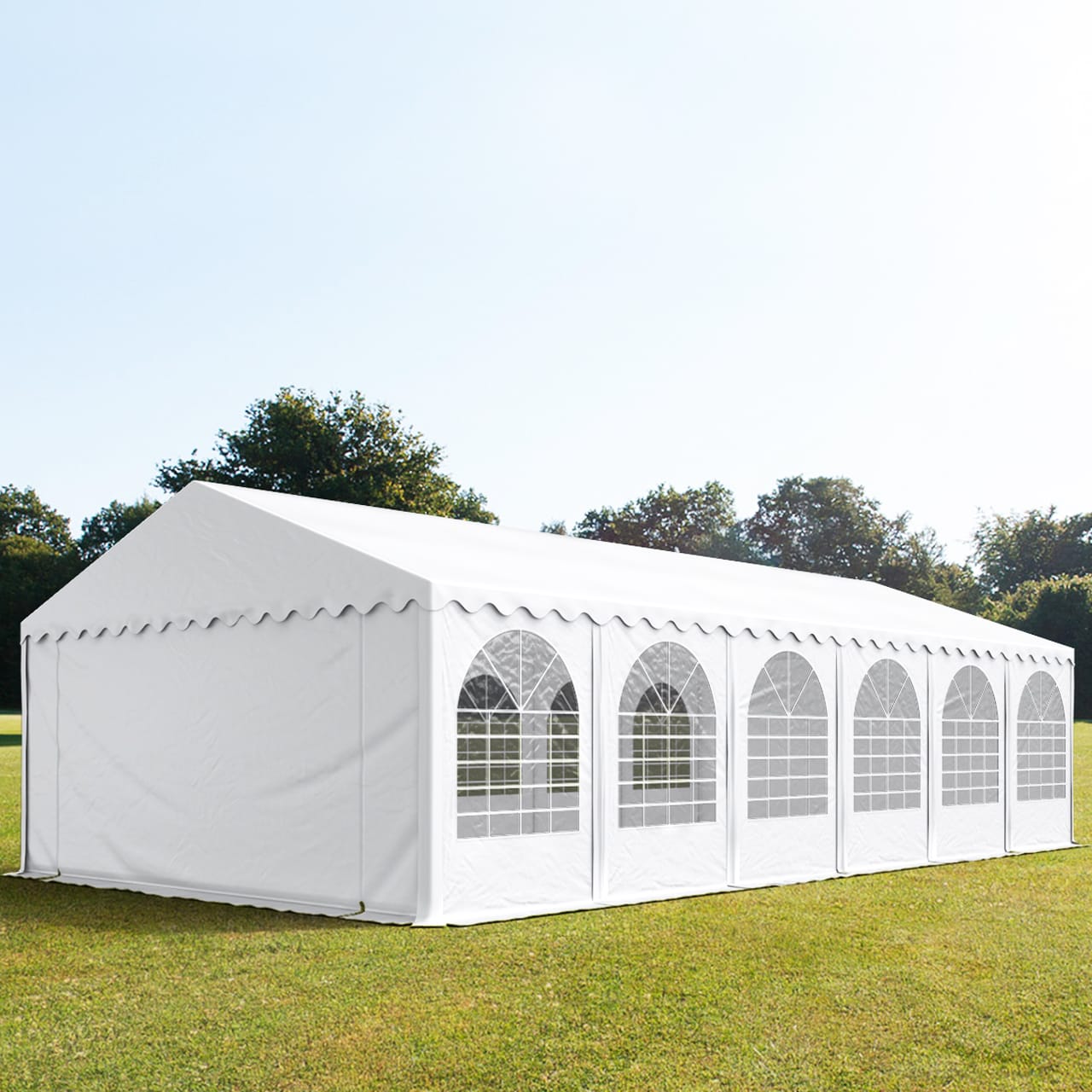 5x12m Partyzelt, PVC-Plane, weiß, mit Bodenrahmen - (5360) Image