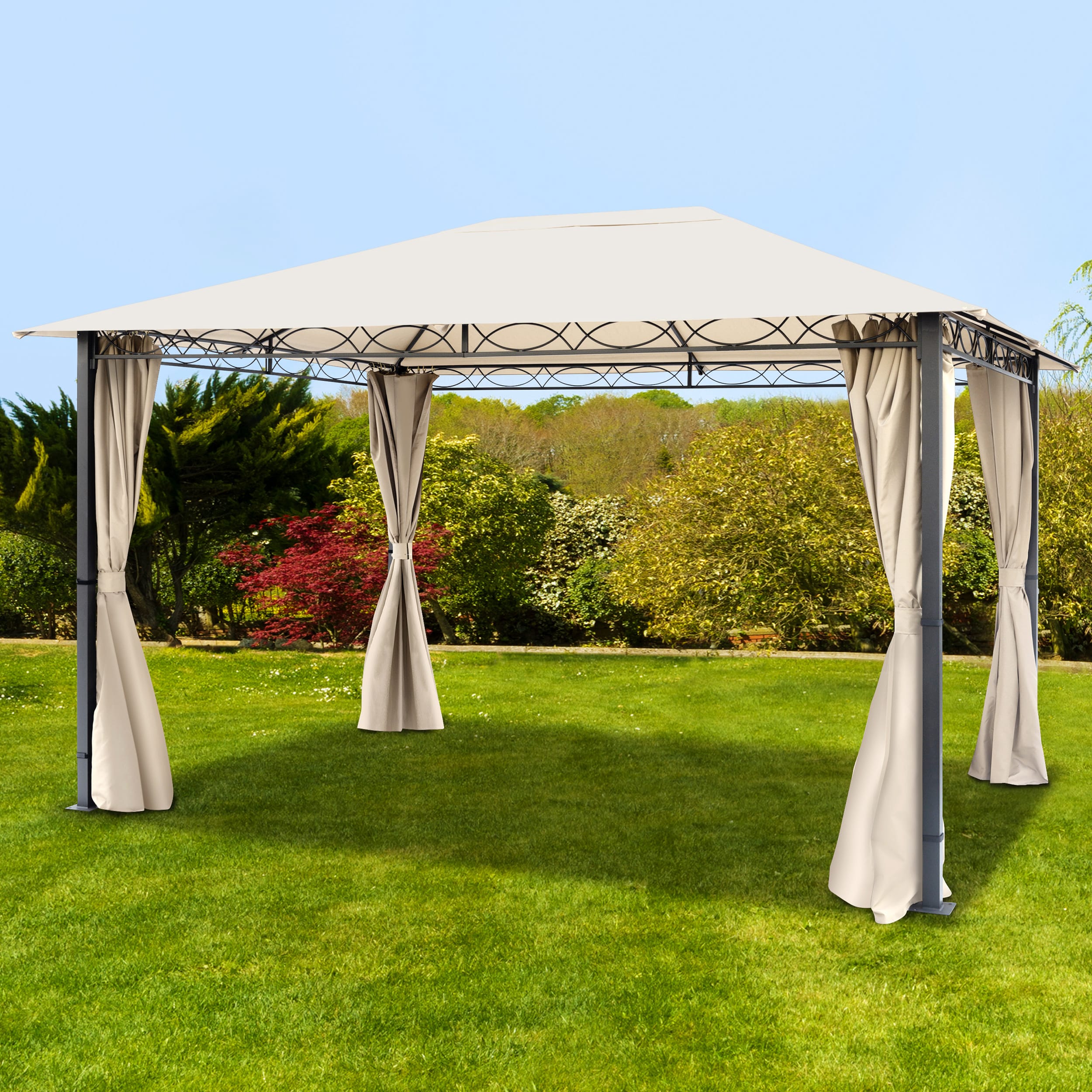 3x4 m Softtop Gartenpavillon, inkl. 4 Seitenteile, champagnerfarben - (300114) Image