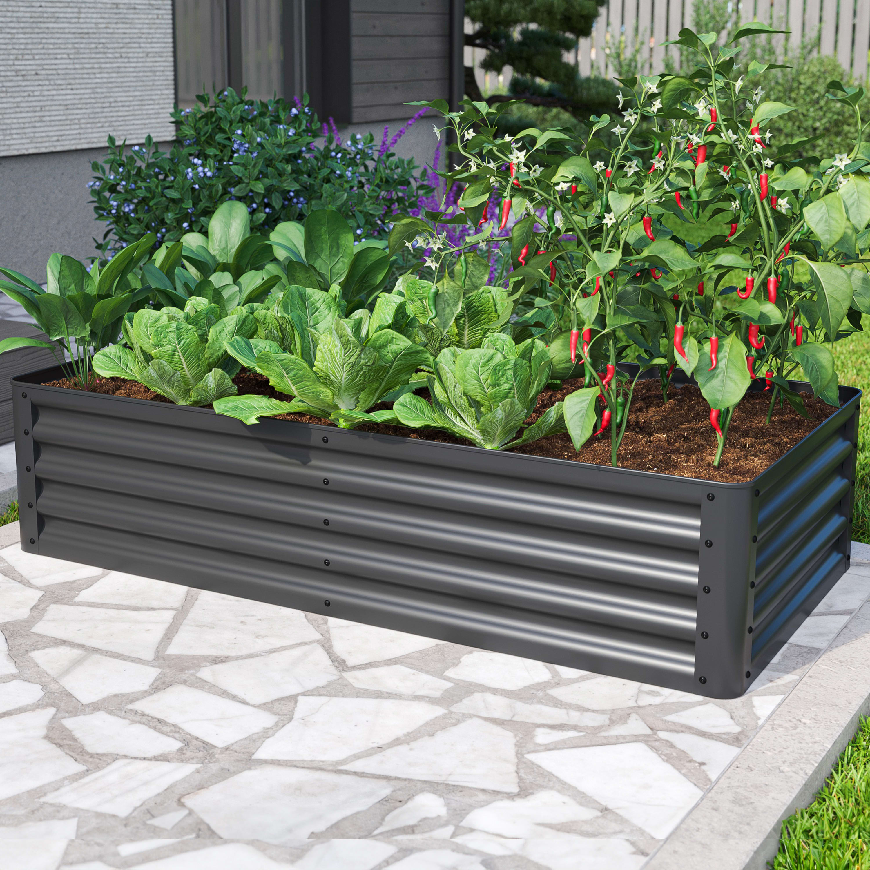 150 x 75 x 35 cm Hochbeet, Stahl, anthrazit - (GFPV00812) Image