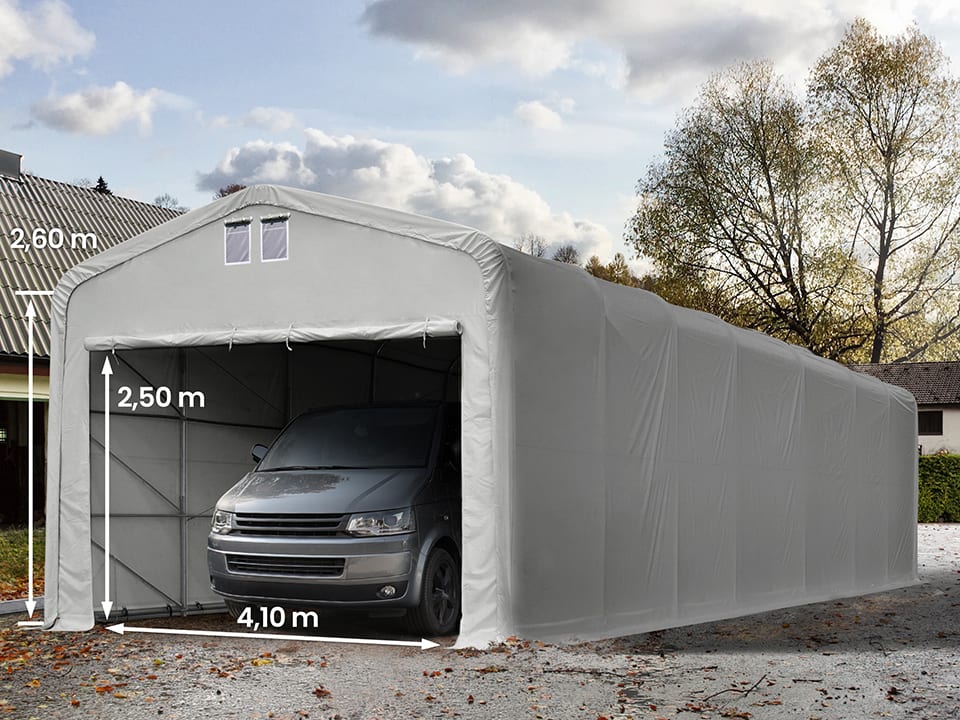 5x16m Zeltgarage, PVC-Plane, grau, ohne Statik - (99513) Image