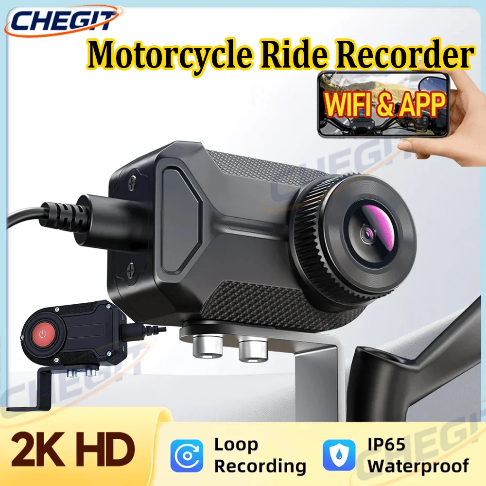 Neuer 2K HD WiFi Motorrad-DVR Wasserdicht IP66 Endlosaufnahme 170 Grad Weitwinkelkamera HD-Videorekorder Dashcam Image