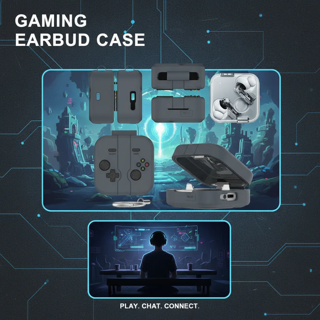 Silikon-Schutzhülle für Bluetooth-Kopfhörer, Anti-Drop, Retro-Cartoon-Stil, schwarz, im Spielkonsolen-Stil, für Nothing Ear (3) Image