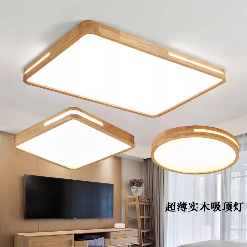 Nordic Einfache runde Holz Decken Lampe Moderne Walnuss holz Gang licht Kreisförmige LED Lampe Ultra Dünne Studie Schlafzimmer badezimmer Lampe Image