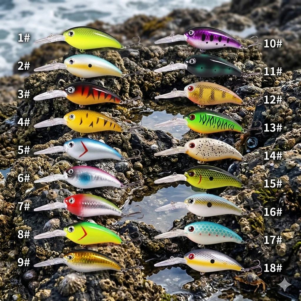 18 Stück Tiefwasser-Crankbait 10cm 14g, Wobbler mit langer Lippe, harter Köder, scharfe 4er-Klingen # Künstliche Köderhaken für Barsch, Hecht, Zander und Flussbarsch Image