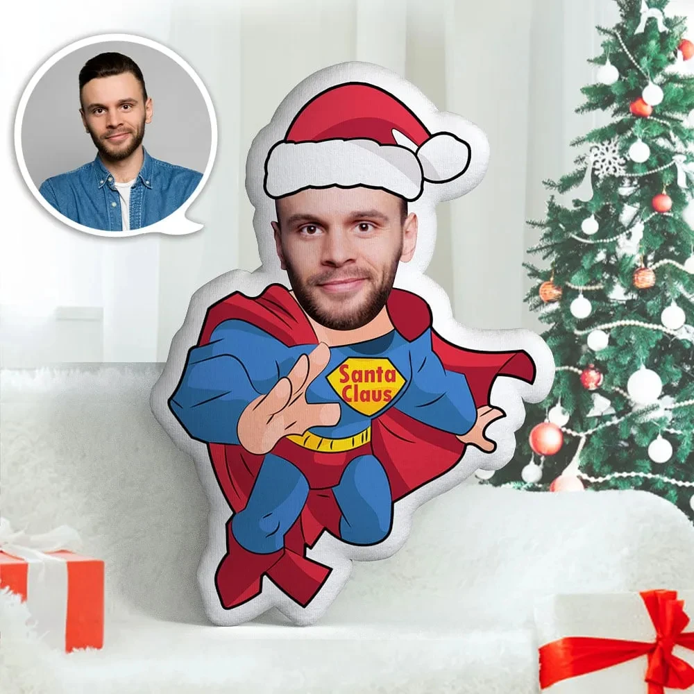 Weihnachtsgeschenk personalisiertes Gesichtskissen Weihnachtsmann MiniMe Puppenkissen Image