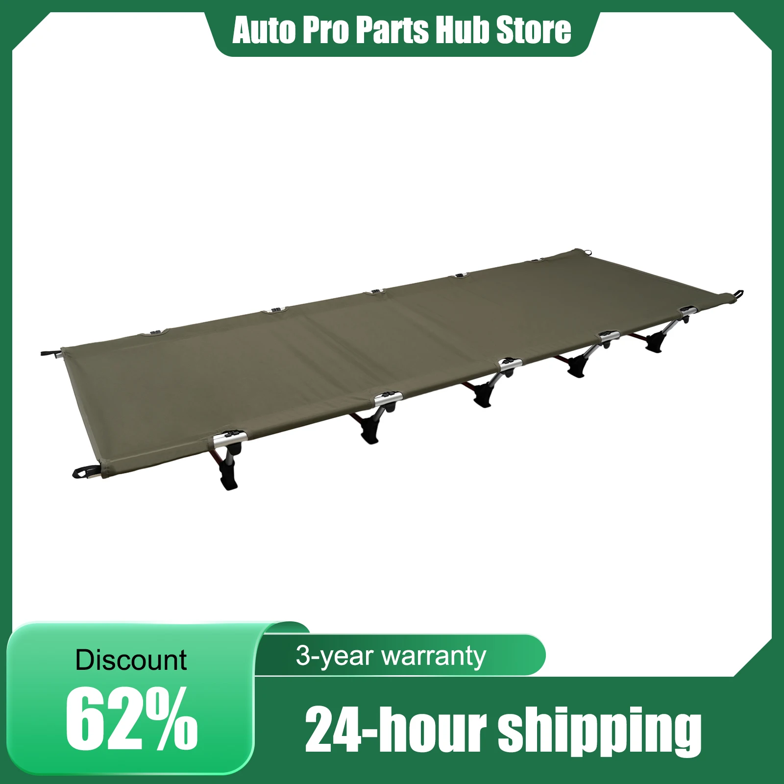 Campingliege, Militärgrünes Aluminium-Klappbett, 100kg Tragkraft mit 5 Querträgern, 600D Oxford-Gewebe für Outdoor-Aktivitäten