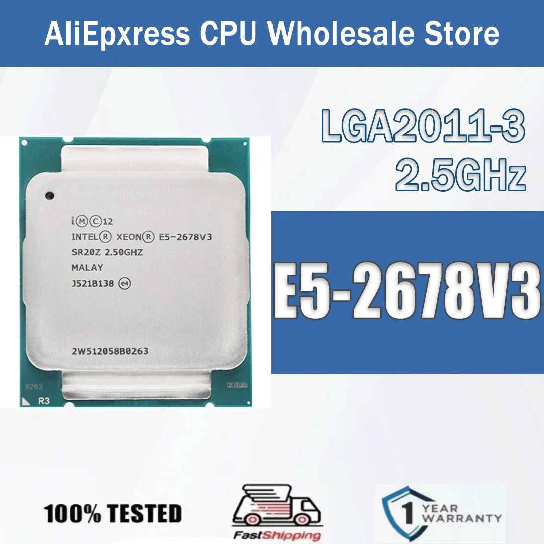 Intel Xeon E5-2678V3 12 Kerne 24 Threads 2,5GHz 120W 30MB Cache 22nm LGA 2011-v3 SR20ZS DDR4-2133 MHz Haswell-EP Image