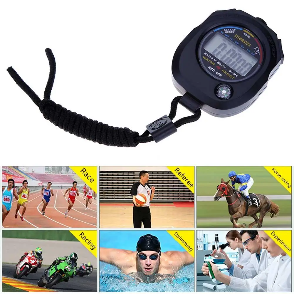 Elektronische Stoppuhr Sportstoppuhr Timer LCD-Anzeige Taschenstoppuhr Multifunktionale Professionelle Stoppuhr Timer für Wettkämpfe Image