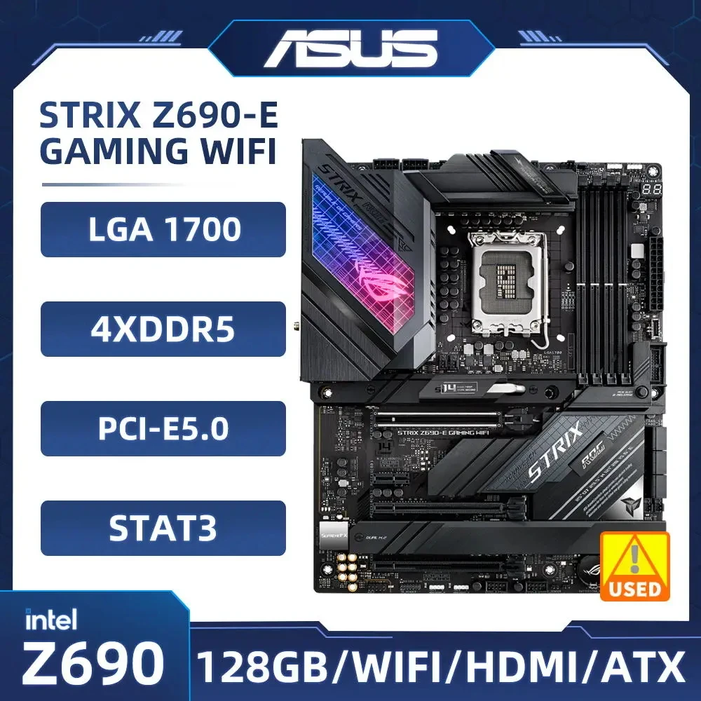 Asus ROG STRIX Z690-E GAMING WIFI Motherboard LGA 1700 Intel Z690 unterstützt i9-14900F i5-14500 i9-13900 i3-12100F i7-12700F DDR5. Image