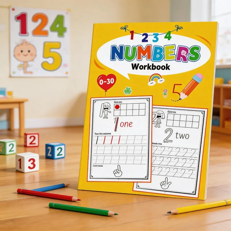 Digitales Schreibübungsbuch für Kinder, 32 Seiten, Verbesserung der Schreibfähigkeit, numerische Wahrnehmung 0-30, lustiges Malübungsbuch Image