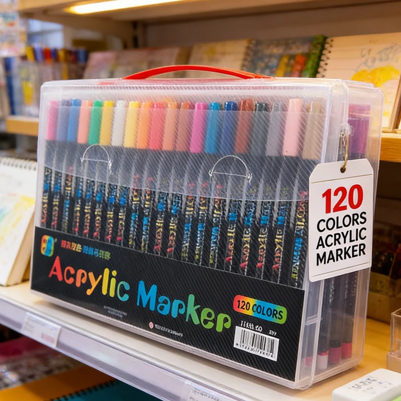 24-120 Farben Dual-Tip Acryl-Marker-Set Pinselstifte für Steinmalerei, Leinwand, Holz, Keramik Kunstbedarf für Kinder Image
