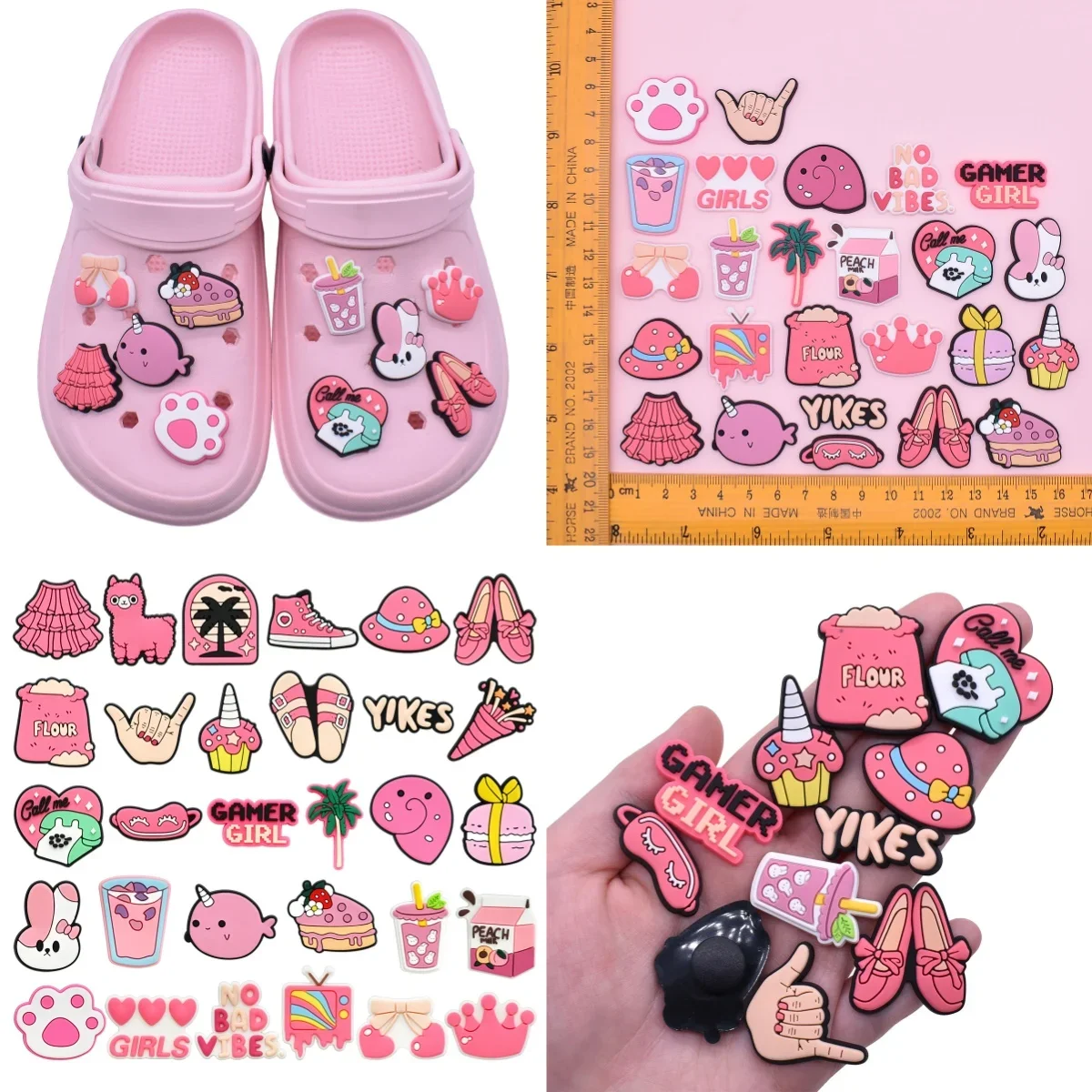 Niedliche rosa Schuh-Charms, Dekoration für Crocs Pin, Zubehör, Charms, Armband, Armband, DIY-Schuh, Damen, Party-Geschenke