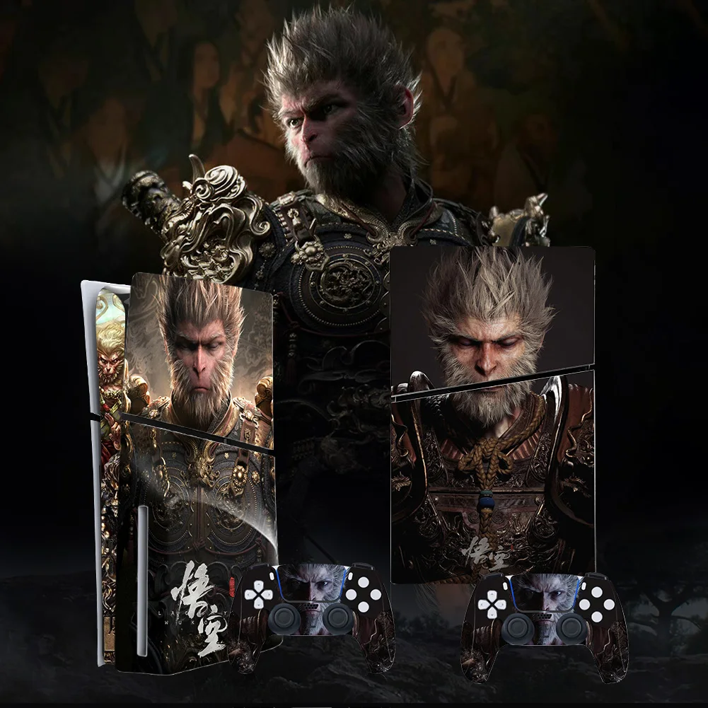 Black Myth Wukong Vinyl Coole Aufkleber-Abdeckung Kratzfester Schutzsticker Staubdicht für PlayStation 5 Slim Konsole & Controller Image