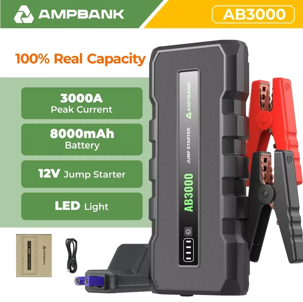 AMPBANK AB3000 12V Auto Starthilfe Batterie Ladegerät Power Bank Tragbare 3000A Auto Booster Pack Image