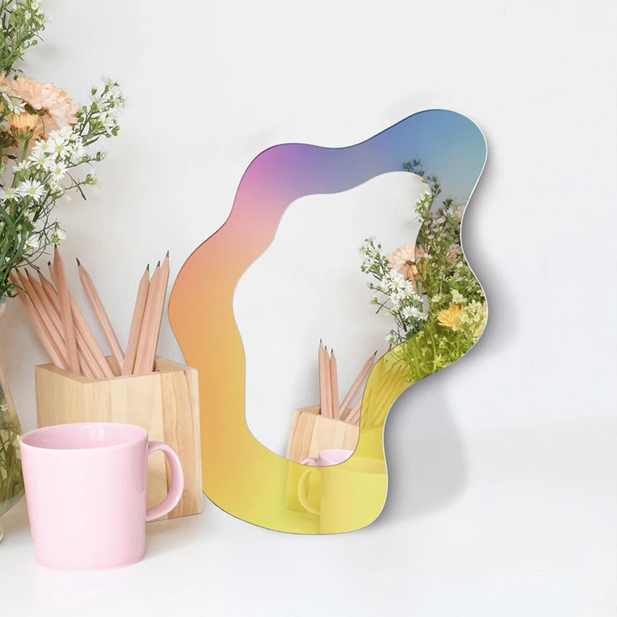 3D bunt und verfärbend Acryl dekorativer Spiegel Make-up Schreibtisch Tischspiegel Mädchen Kosmetikspiegel Wandspiegel Home Decor