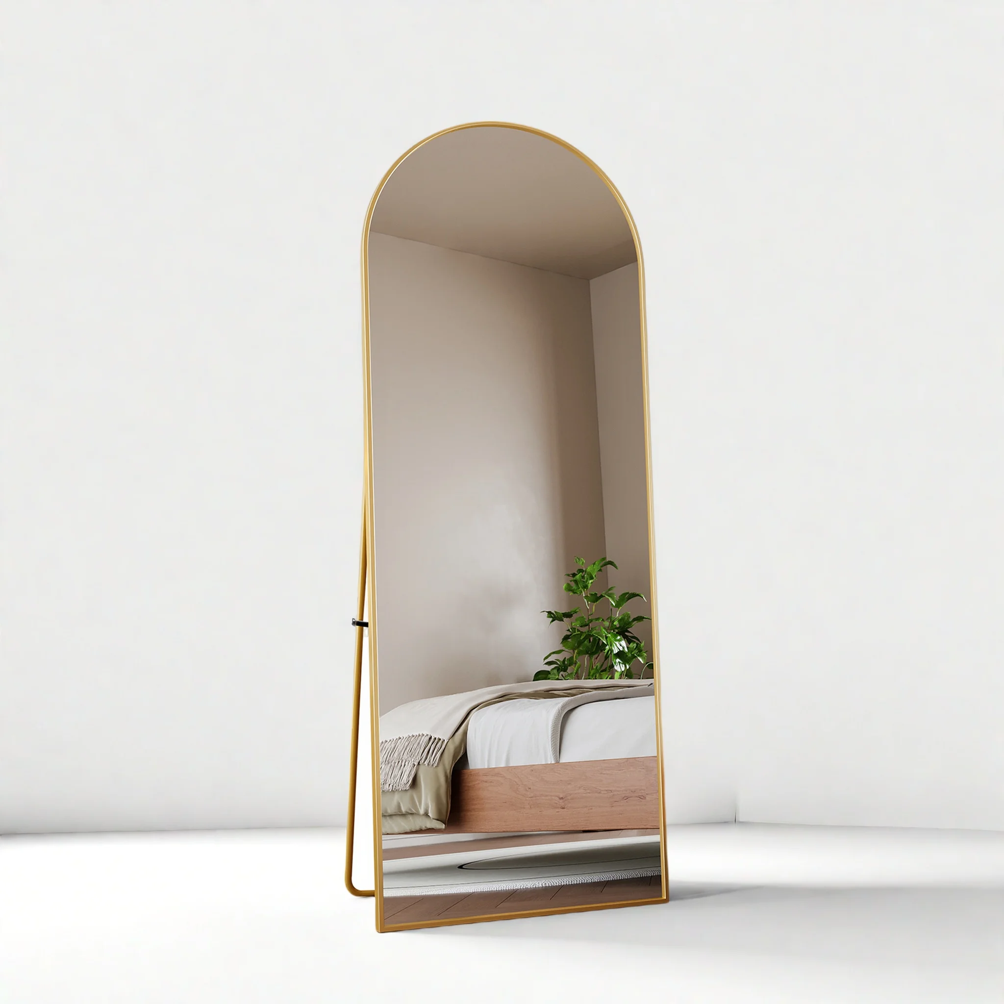 Comanlai Ganzkörperspiegel, 162 x 53 cm, gebogener großer Standspiegel, Boden-Wandspiegel für Schlafzimmer, Wohnzimmer, Flur, Geschäft