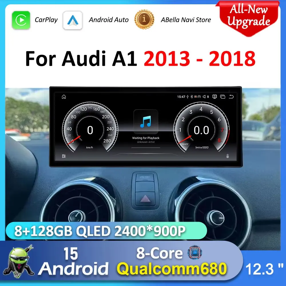 12,3'' für Audi A1 2013 - 2018 Auto-Radio-Videoplayer Android 15 Carplay Navigation GPS WLAN 4G Ultradünner HD-Touchscreen Image