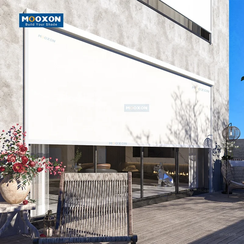 Mooxon Übergroßes Design Terrassen-Wasserdichtes Rollmotorisiertes Smartes Elektrisches Fenster-Sonnenschutzsystem mit Reißverschluss für Pergola Image