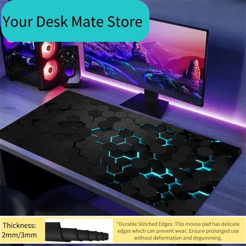 Gaming-Mauspad 90x40 Rot-Blau Farbverlauf-Design Rutschfester Gummi Genähter Rand Gaming-Schreibtischunterlage für Gamer und Büroarbeit Image