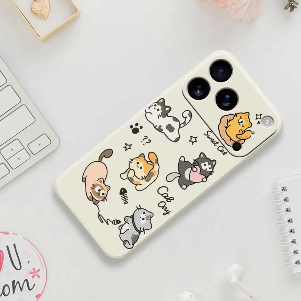 Nette Katze Muster Telefon Fall Für iPhone 17 Pro Max 17 Air 16 15 14 13 12 11 Pro Max XS Max 7 8 Plus 16e 16 15Plus TPU Abdeckung Coque Image