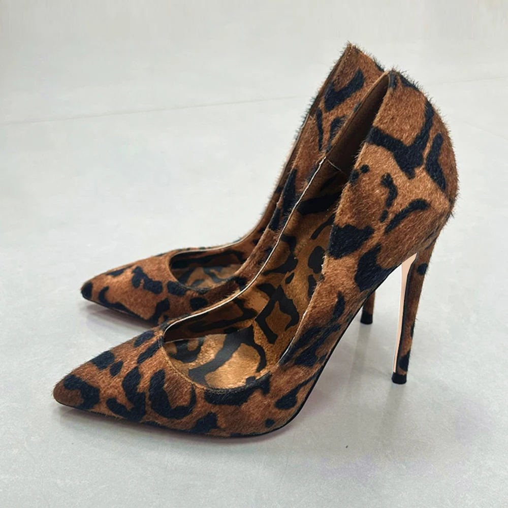 Sexy Leopardenmuster 12 cm Sexy High Heel Spitze Zehen 10 cm Stiletto Pumps Slip On Damen Party Schuhe Frauen BM067