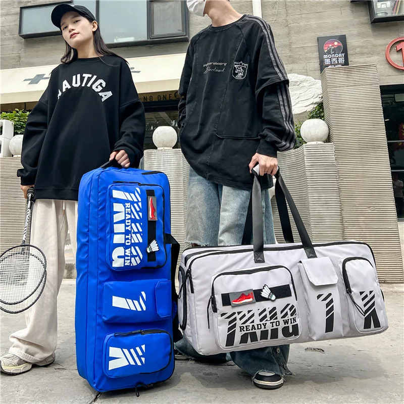 Sac de raquette de badminton et de tennis avec compartiment pour chaussures, sac de sport multifonctionnel, grande capacité, sac de sport tendance, sac pour tapis de yoga