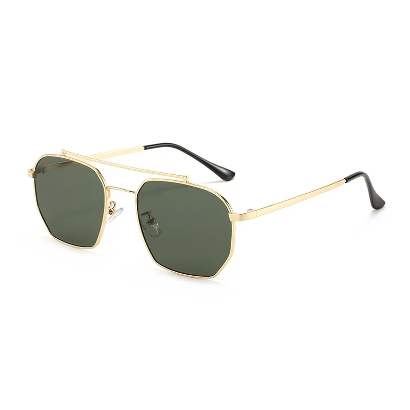 2026 Neue Retro Doppelbrücken-Aviator-Sonnenbrille für Herren und Damen, Metallrahmen mit Dunkelgrauen Gläsern Image