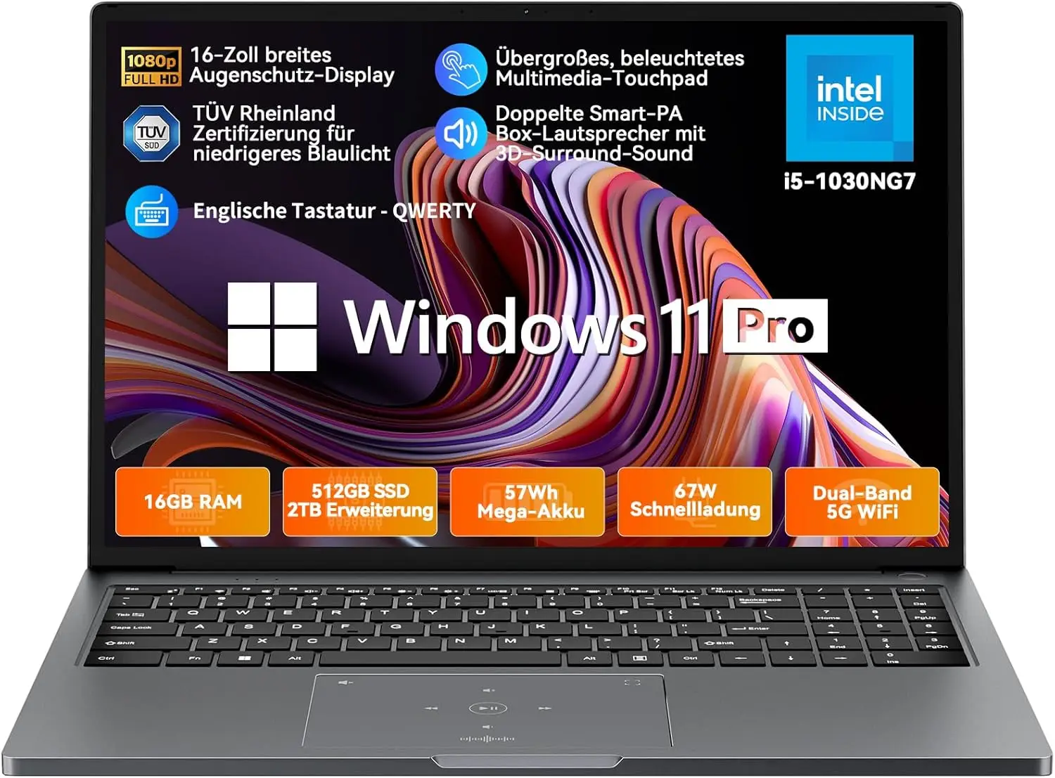 Blackview Acebook 12 Win 11 Pro Laptop 16'' 1920*1200 Display, Intel I5-1030NG7/I5-12450H Notebook, 16 GB 512 GB, 5000 mAh Image