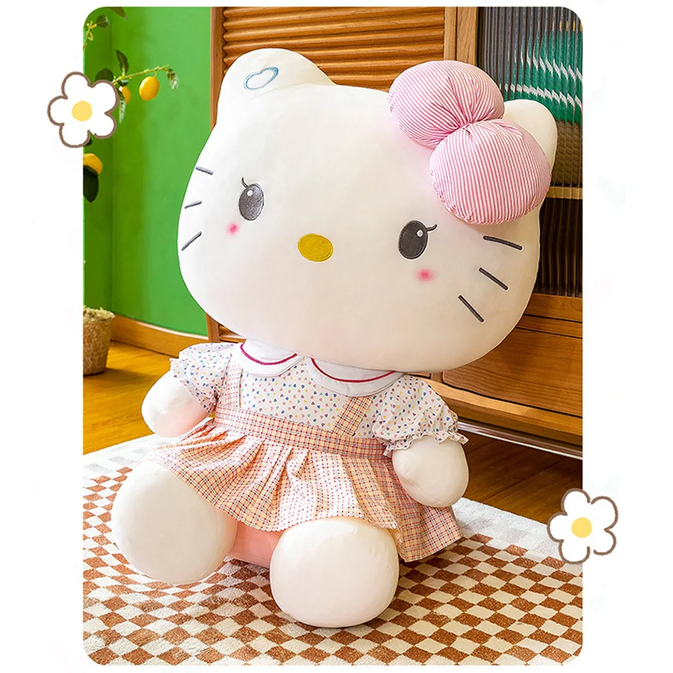 Sanrio Hello Kitty Anime Hello Kitty Stofftiere, weiches Kissen, Geburtstagsgeschenke für Mädchen, Kawaii Hello Kitty Plüschpuppen