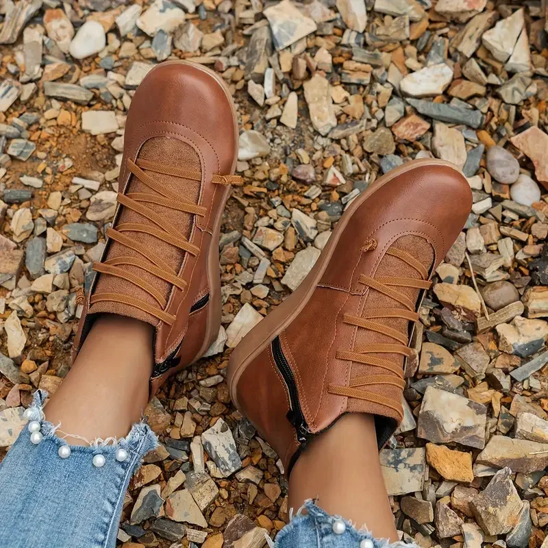 Frauen Stiefel Winter Flache Kurze Vintage Bequeme Schnee Stiefel Frauen Komfortable Anti-slip Wanderschuhe für Frauen Botas De Mujer