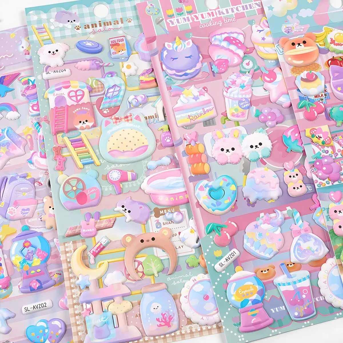 4 Stück Delikatesse Zeit Kawaii Tiere 3D Puffy Aufkleber Scrapbooking Diy Journal Briefpapier Aufkleber Dekor Niedlich Schulbedarf Geschenk Image