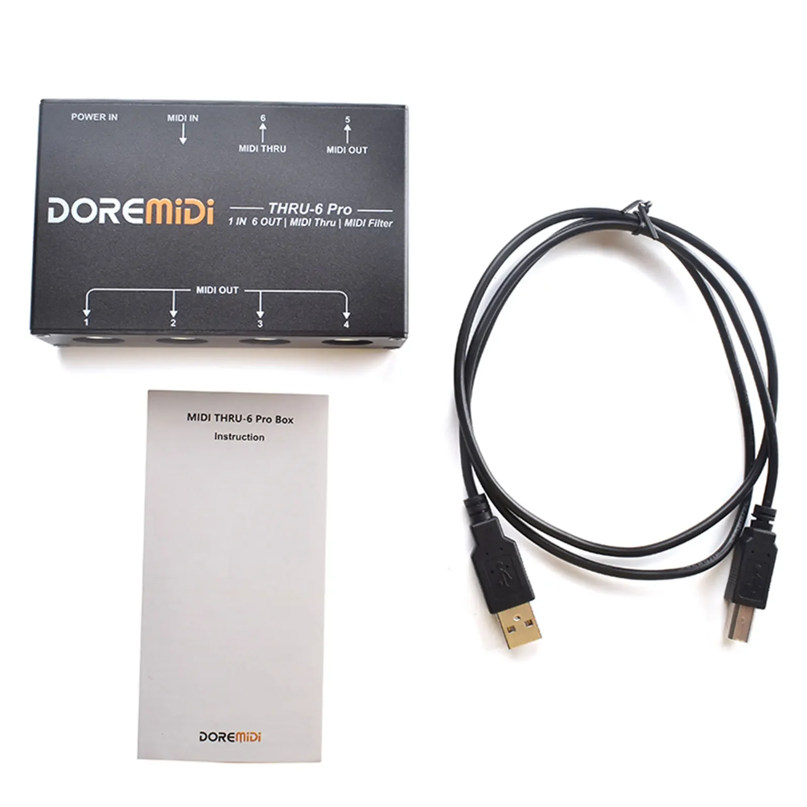 Midi Thru 6 Pro 1 In 6 Out Midi Splitter mit Filter 6 Kanäle USB-Ausgang für PC Daw Music Production Image