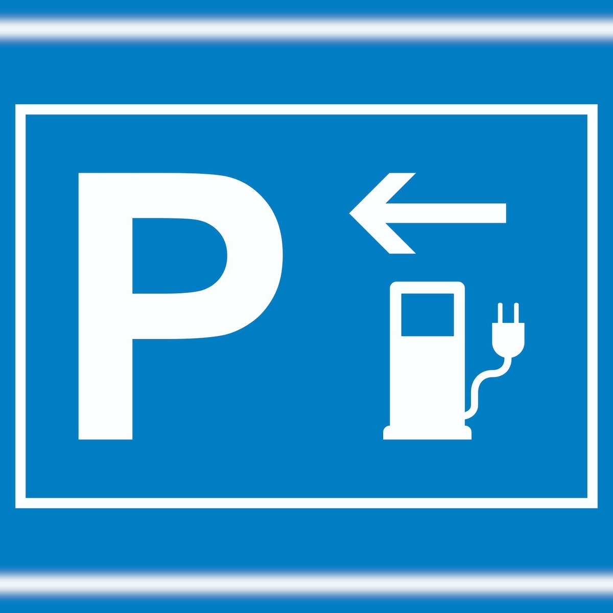 HB-Druck Stromtankstelle Parkplatz Schild mit Richtungspfeil links waagerecht A4 Rückseite selbstklebend Image