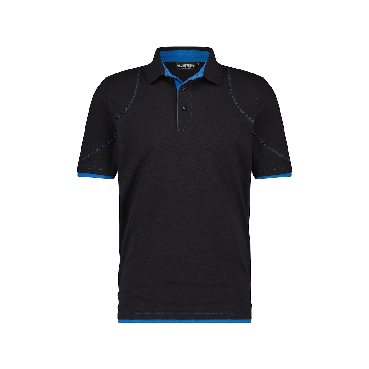 DASSY® Orbital Poloshirt, D-FX Flex, 97% Baumwolle Piqué, Strickkragen, Firmenveredelung, Art. 710011 schwarz/azurblau L Image