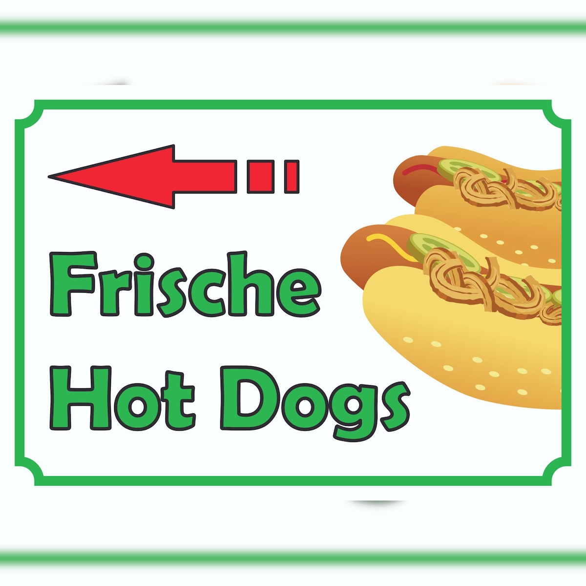 HB-Druck Frische Hot Dogs Schild mit Pfeil links A2 Rückseite selbstklebend Image