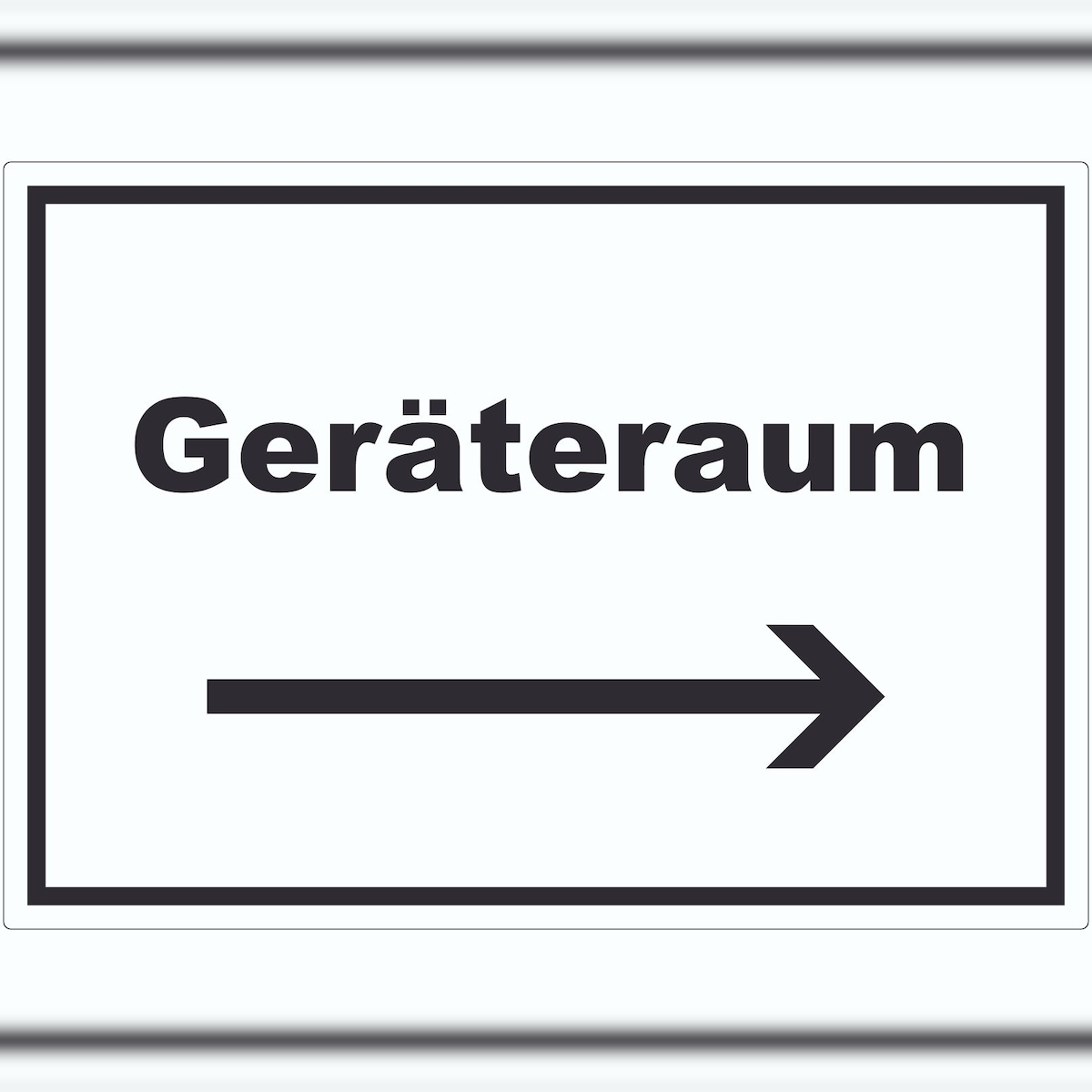 HB-Druck Geräteraum Aufkleber mit Text und Richtungspfeil rechts Schuppen waagerecht A2 (420x594mm) Image