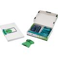 Jalema 5721000 Archiv Kit mit Clipex, PVC- und Weichmacherfrei Clipheftung für die Langzeitarchivierung, 8 cm Füllvermögen, 100er Packung, grün