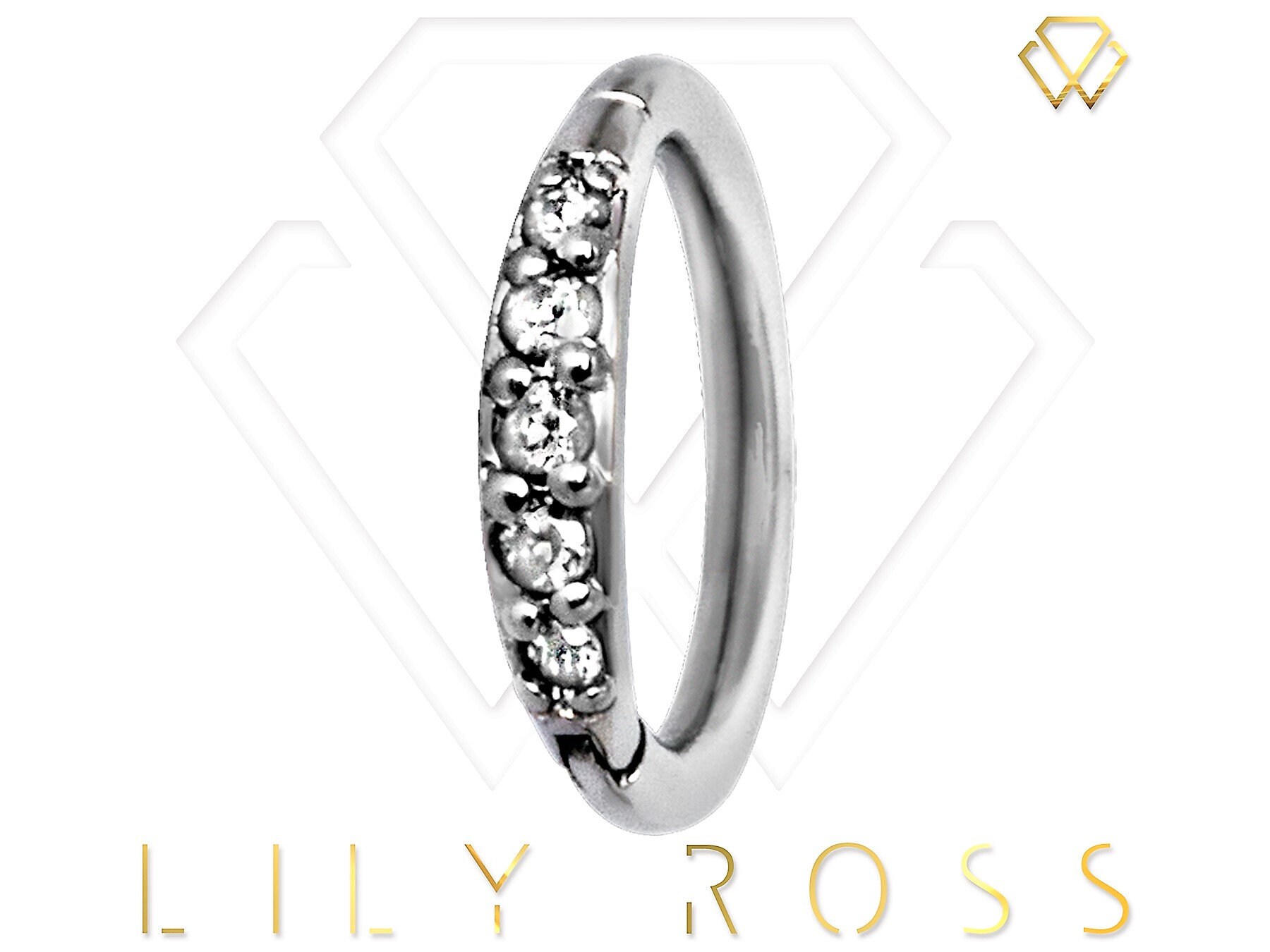 Helix/Knorpel/Tragus Clicker Hoop Ring Set mit Weiss Swarovski Cz..316L Chirurgenstahl 16g - 6,7,8,9 or 10mm