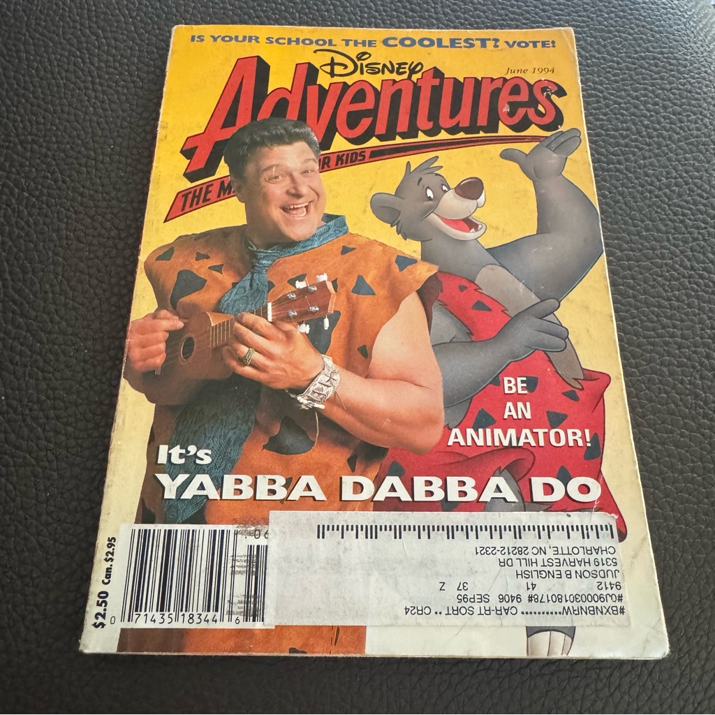 Disney Accents | Disney Adventures Magazine June 1994 Flintstones John Goodman Vintage | Color: Orange/Yellow | Size: Os