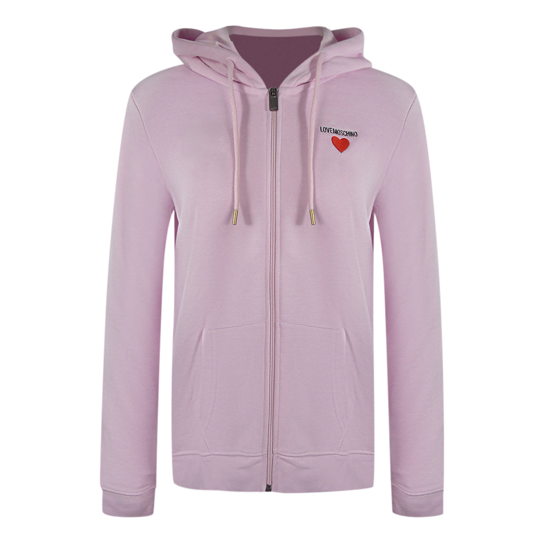 Love Moschino Kapuzenpullover Mit Kleinem Herzlogo Und Reißverschluss, Rosa