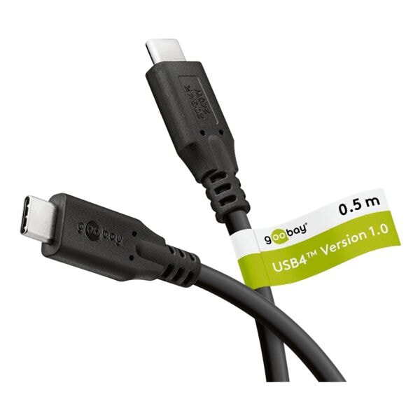 goobay Ladekabel USB-C (USB4) 240 W schwarz 0,5 m schwarz